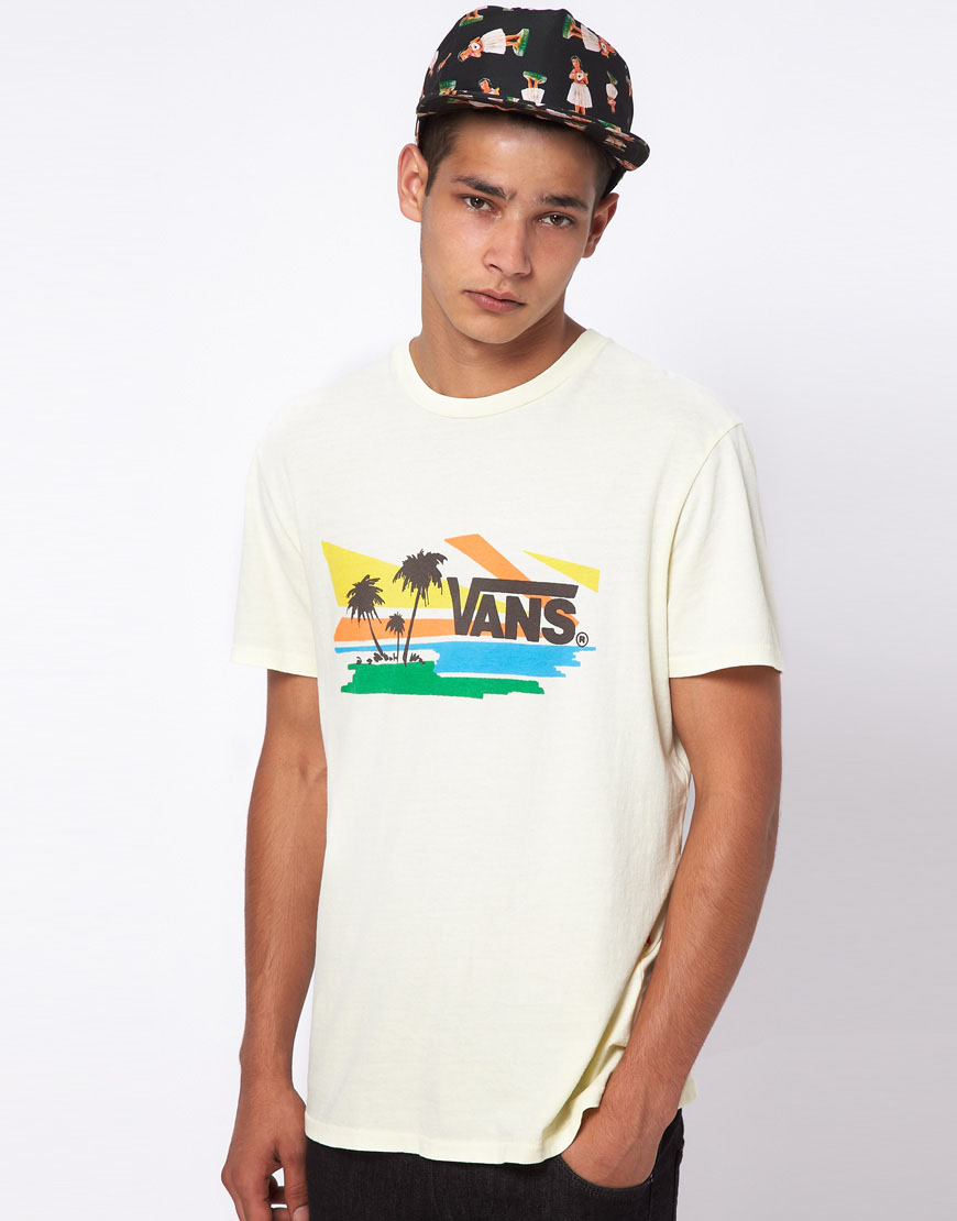 Vans California Tshirt Sunset Logo Print in White for Men | Lyst