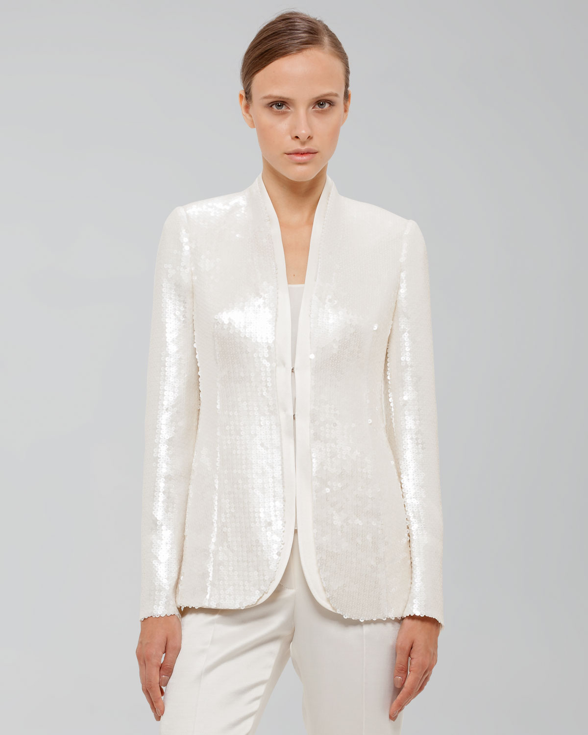 Akris Sequined Hookandeye Jacket in White Lyst