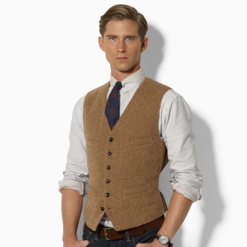 Polo Ralph Lauren Mayfield Tweed Vest in Brown for Men | Lyst