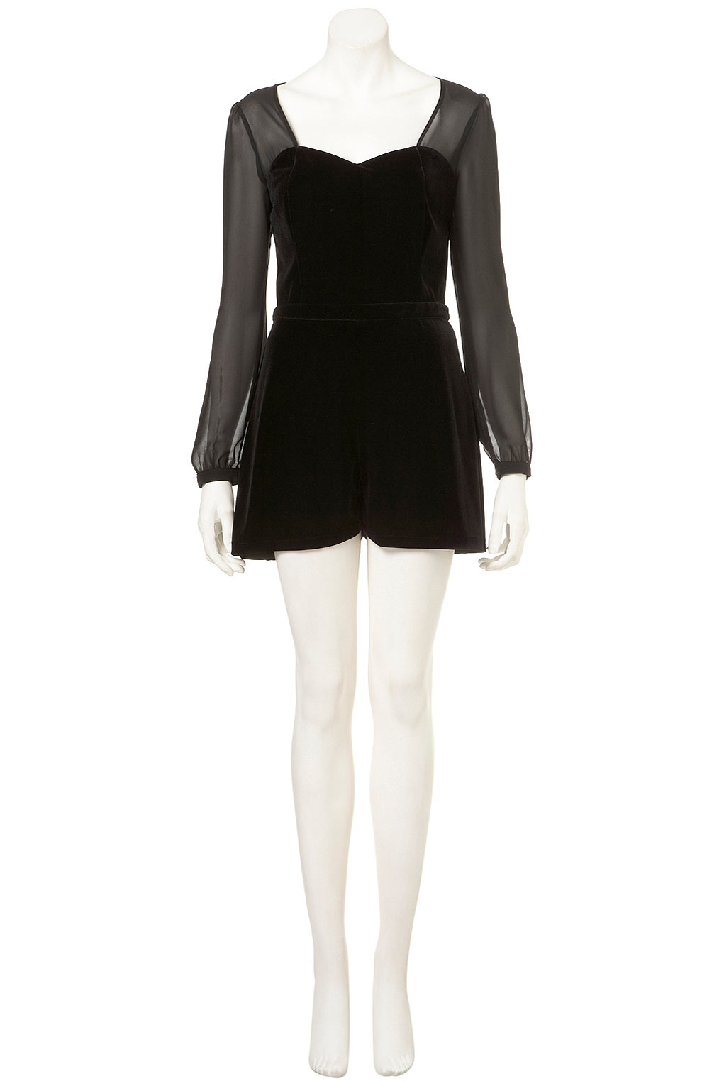 velvet playsuit long sleeve