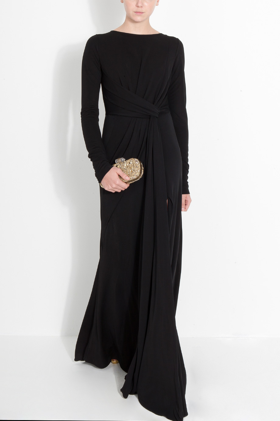Elie Saab Ls Jersey Gown in Black - Lyst
