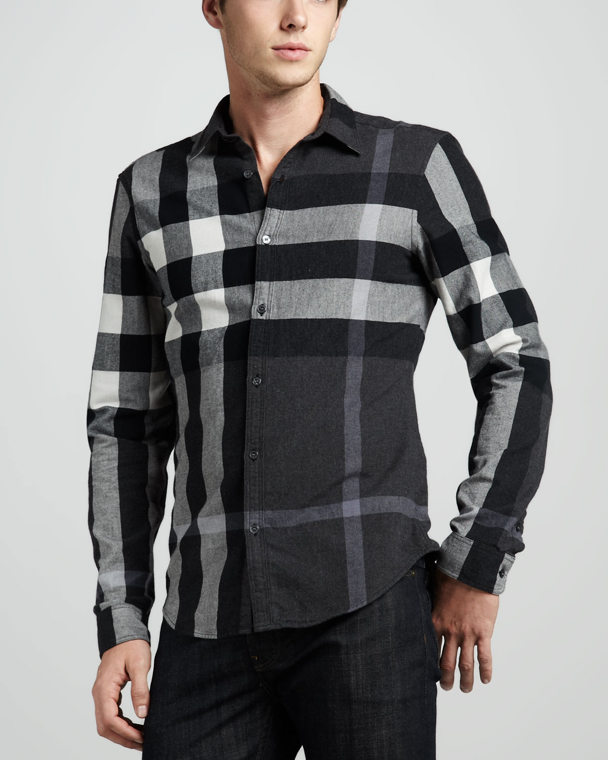 burberry black check shirt