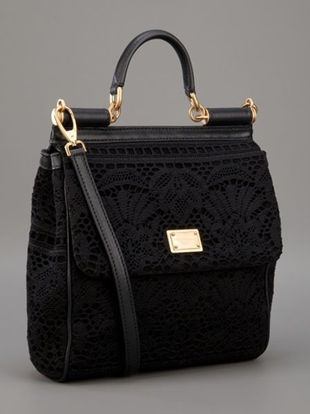 Dolce & Gabbana Lace Print Tote Bag in Black | Lyst