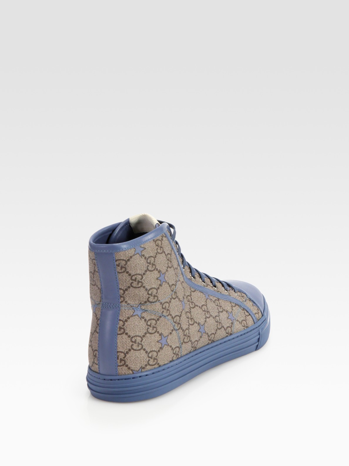 Gucci California Gg Pu Stars Fabric Hightop Sneaker in Blue for Men | Lyst