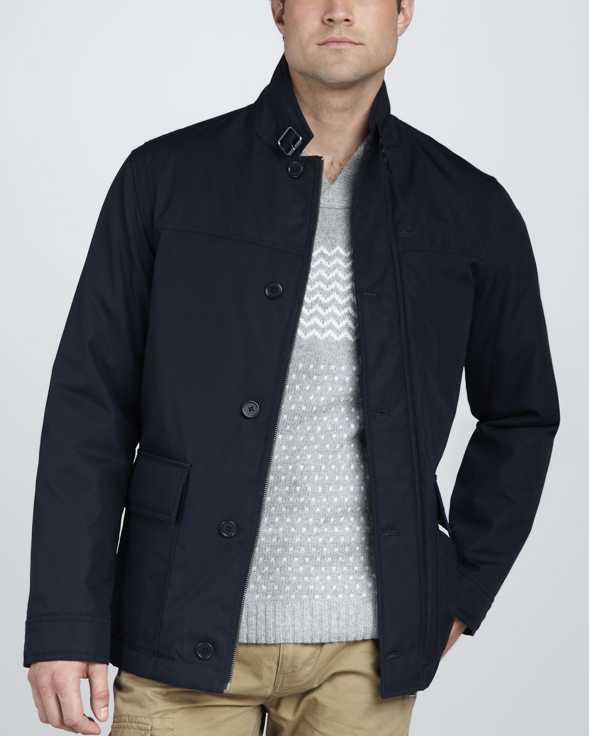 Lacoste Lightweight Car Coat in Blue for Men Lyst