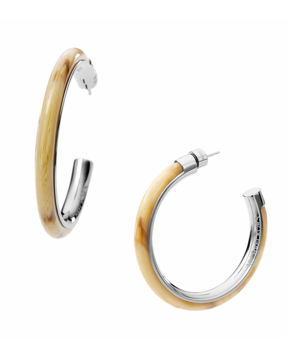 Lyst Michael Kors Hoop Earring With Horn Design Detail In Natural Gallery