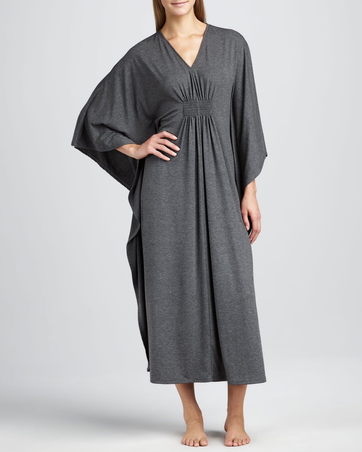 Natori Jersey Lounge Caftan in Charcoal (Gray) - Lyst