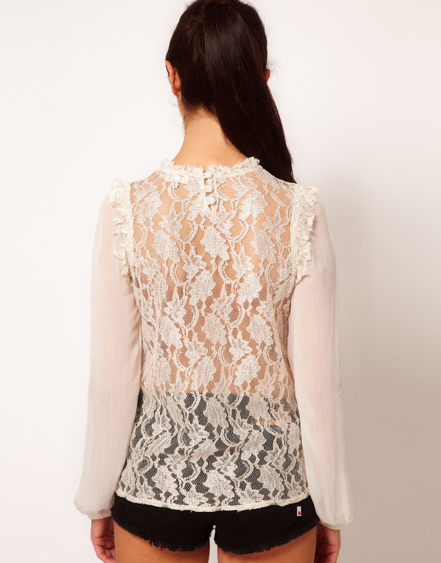 River island High Neck Blouse in White | Lyst