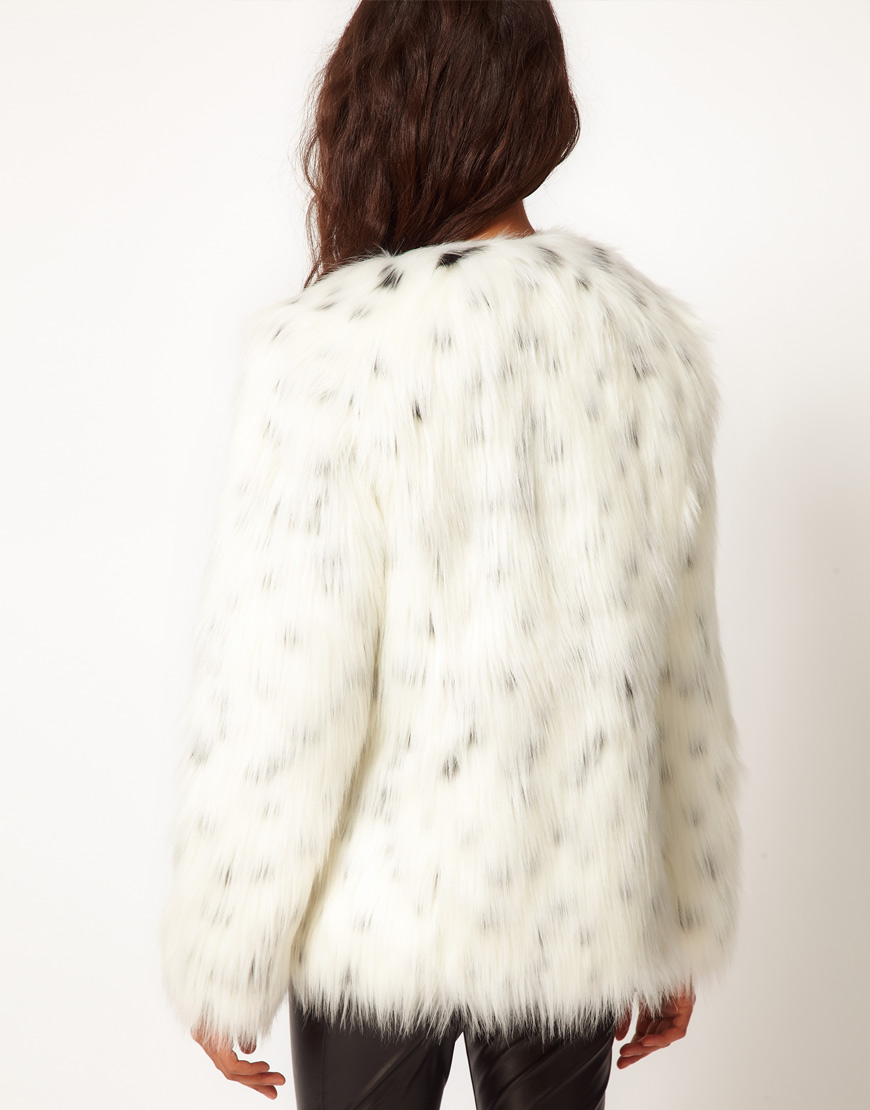 Asos collection Asos Snow Leopard Fur Coat in White | Lyst