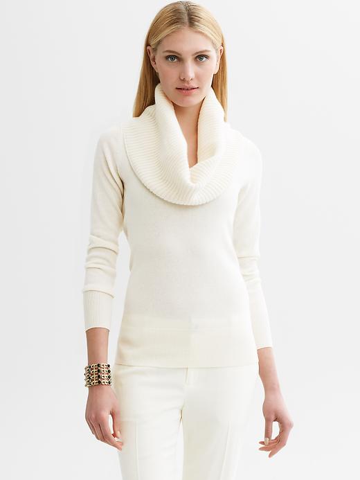 white cowl neck sweater