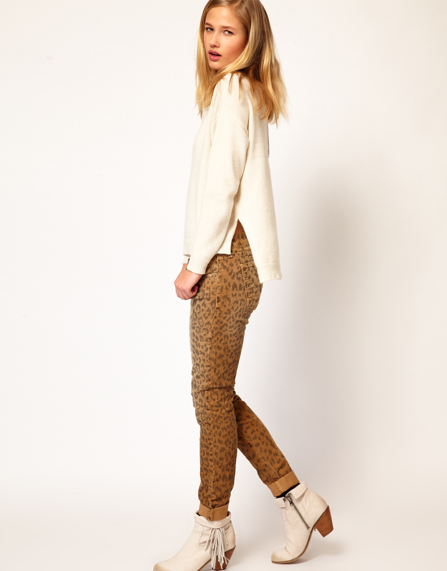 Current/Elliott Current Elliot Rolled Skinny in Camel Leopard Cord in ...