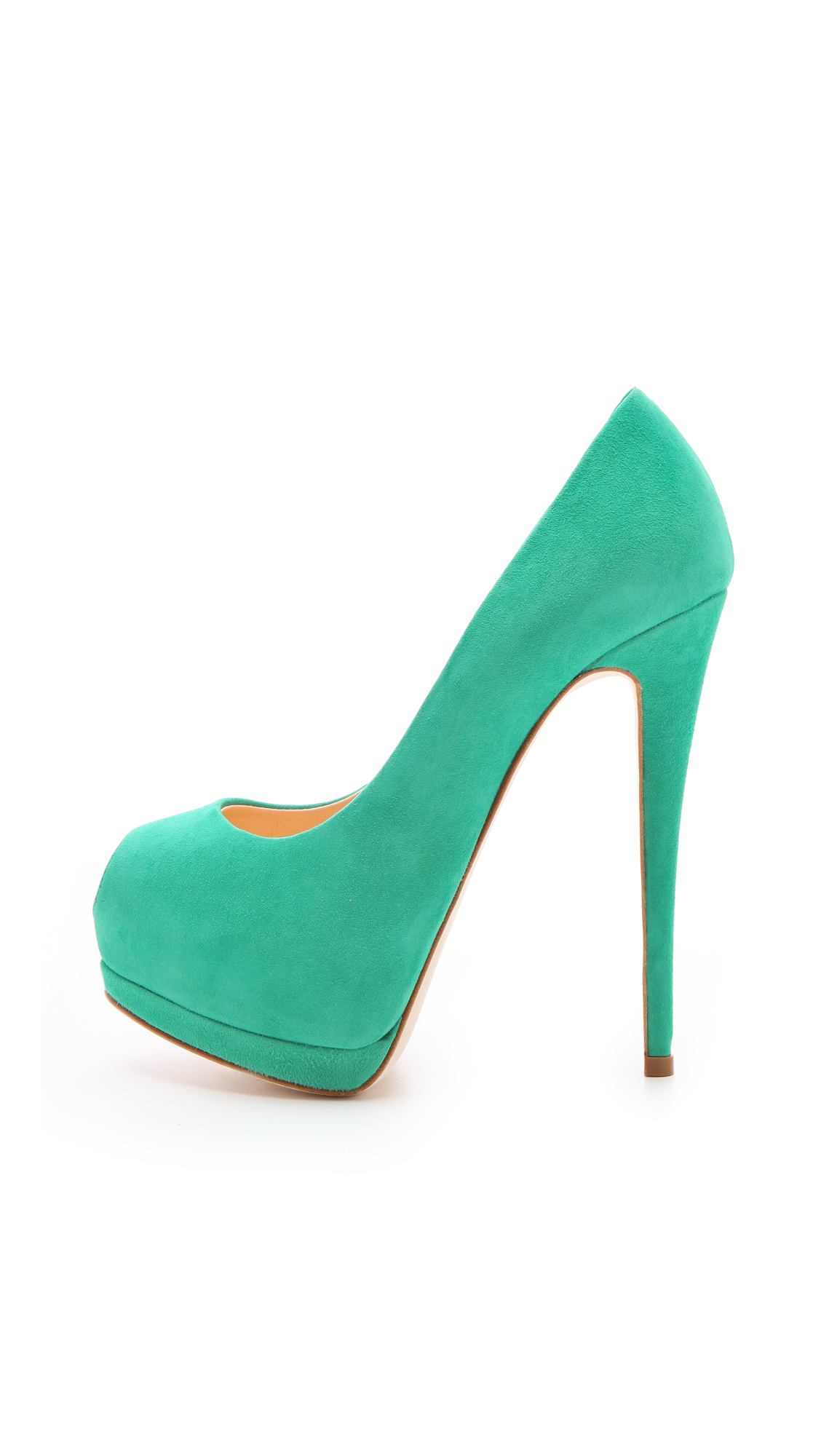 Lyst Giuseppe Zanotti Sharon Peep Toe Pumps in Green
