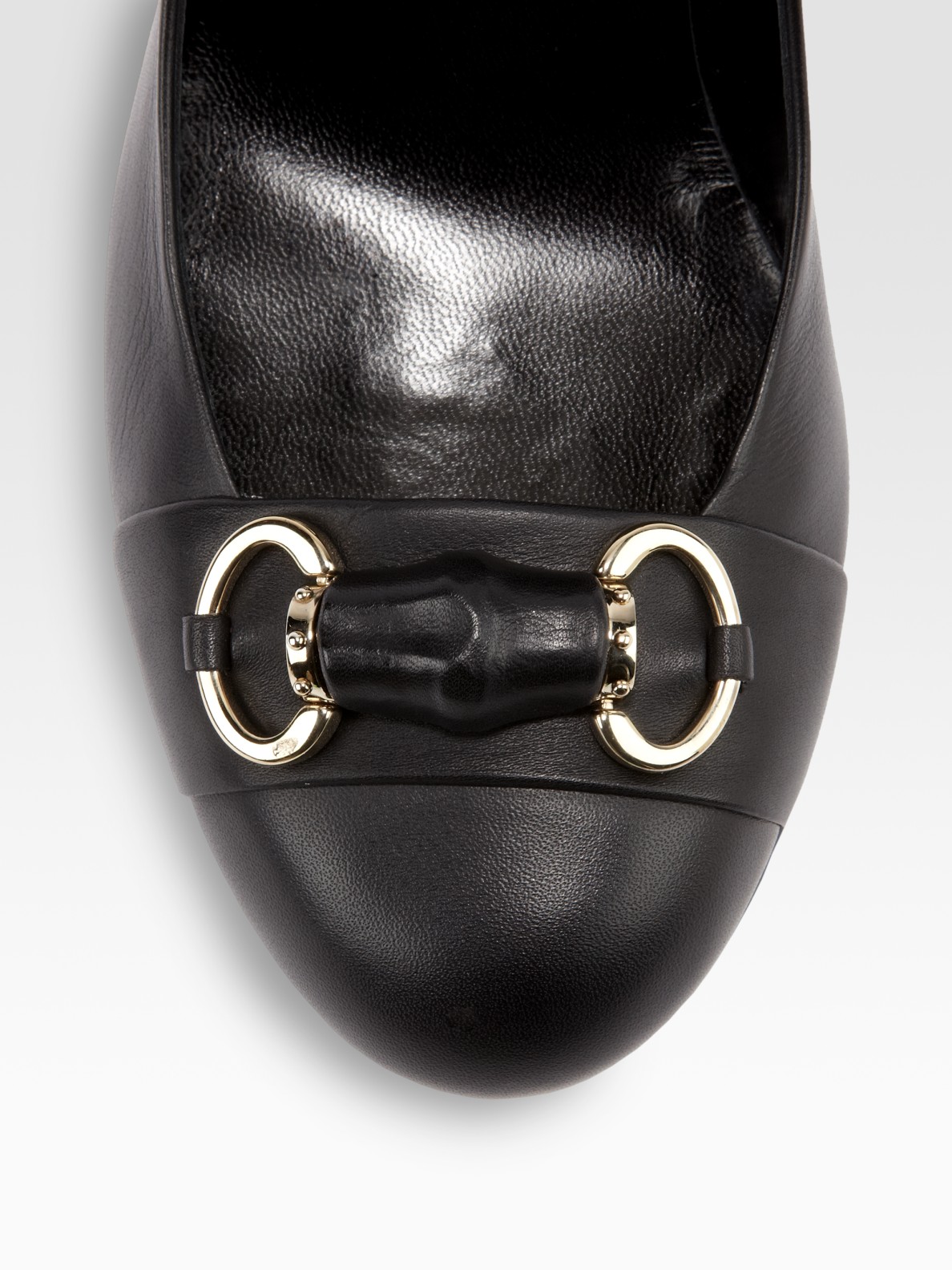 Gucci Bamboo Horsebit Leather Wedge Pumps in Black Lyst