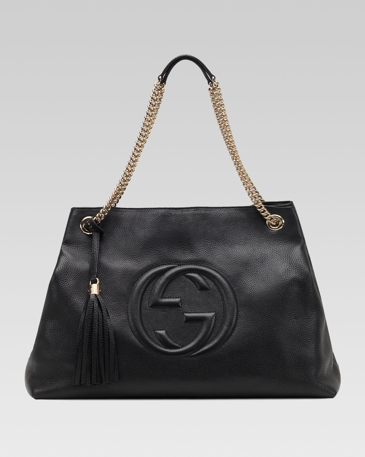 Gucci Soho Large Leather Doublechainstrap Shoulder Bag Black - Lyst