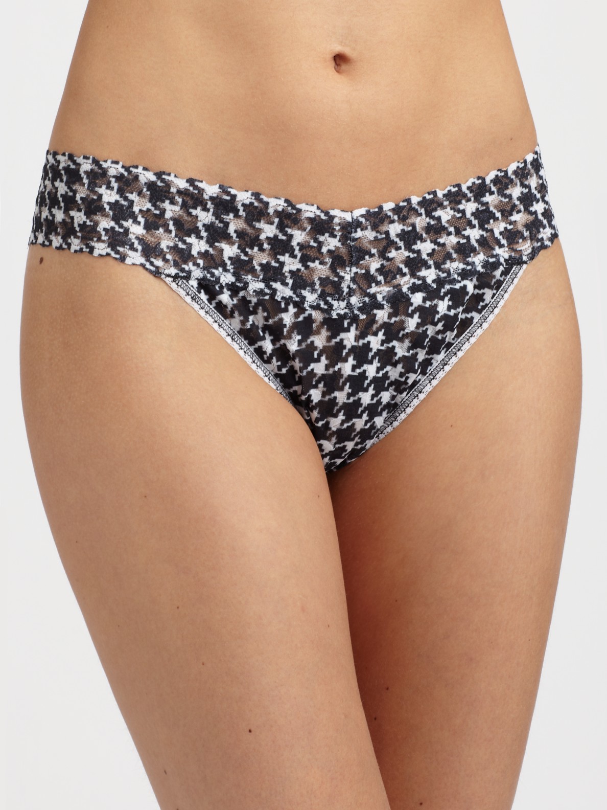 Hanky Panky Houndstooth Original Rise Thong in Black Lyst