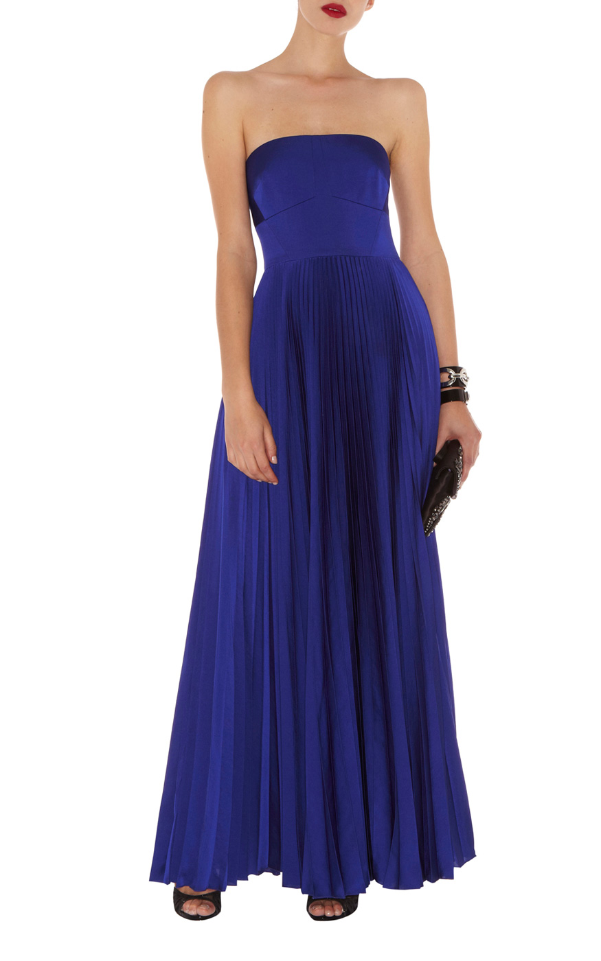 karen millen blue strapless fluid pleat dress product 1 5101701 664852004