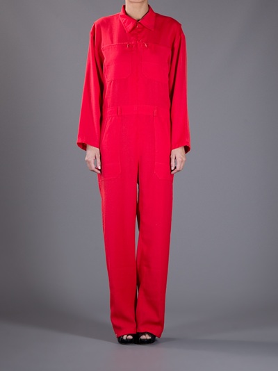 red worker jumpsuit
