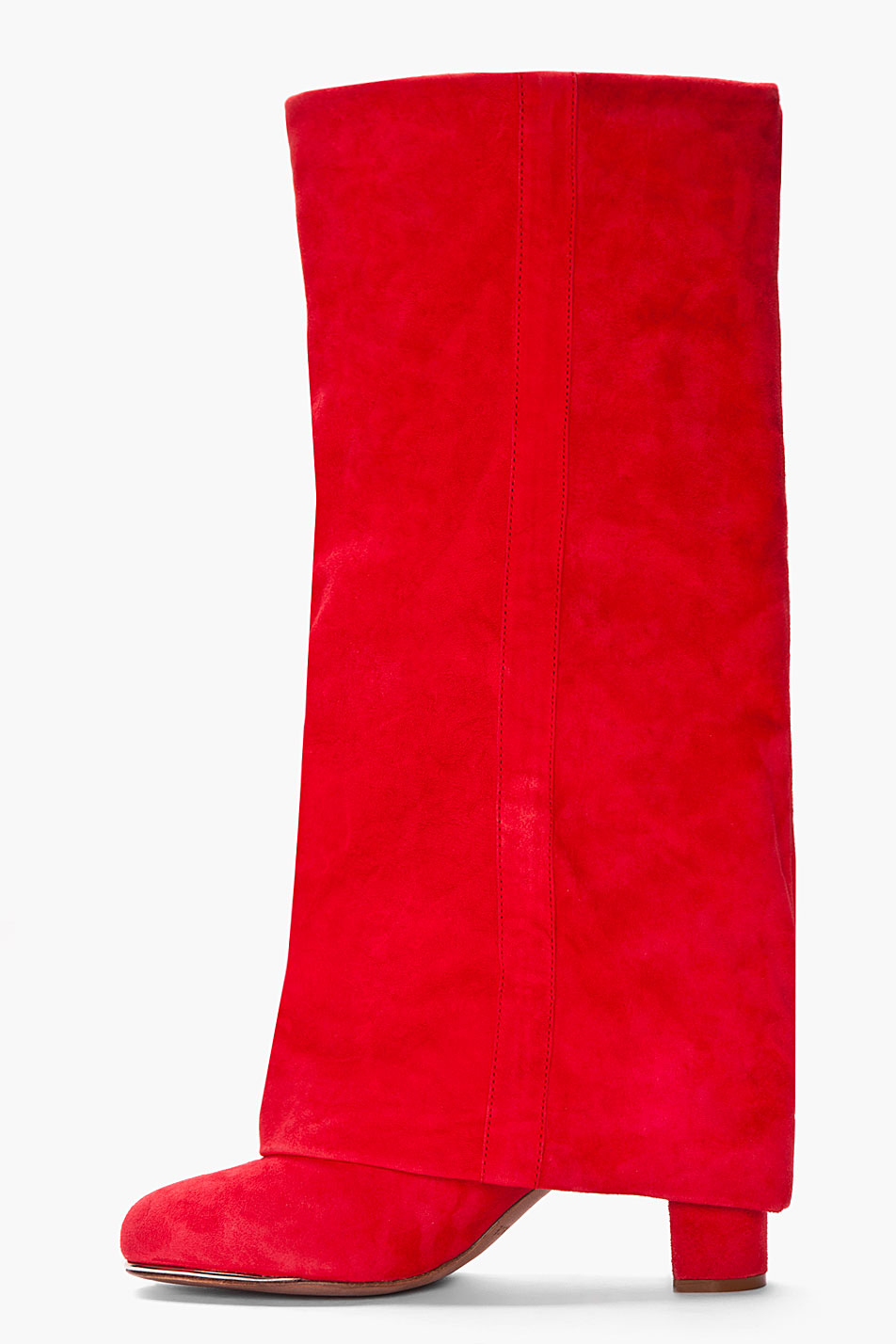 red suede slouch boots