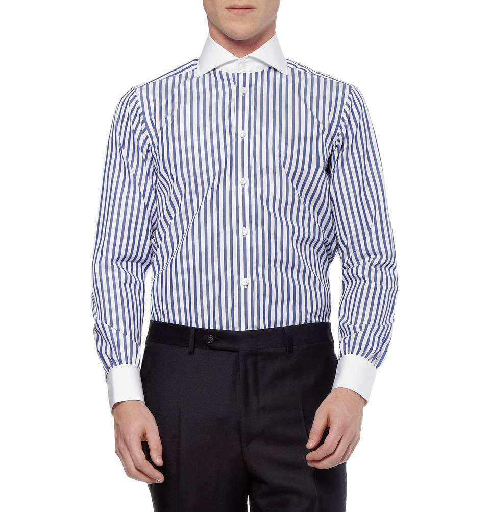 Turnbull & Asser Blue Striped Slimfit Cotton Shirt for Men - Lyst