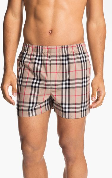 Burberry Cotton Boxers in Beige for Men (camel/ white/ red) | Lyst