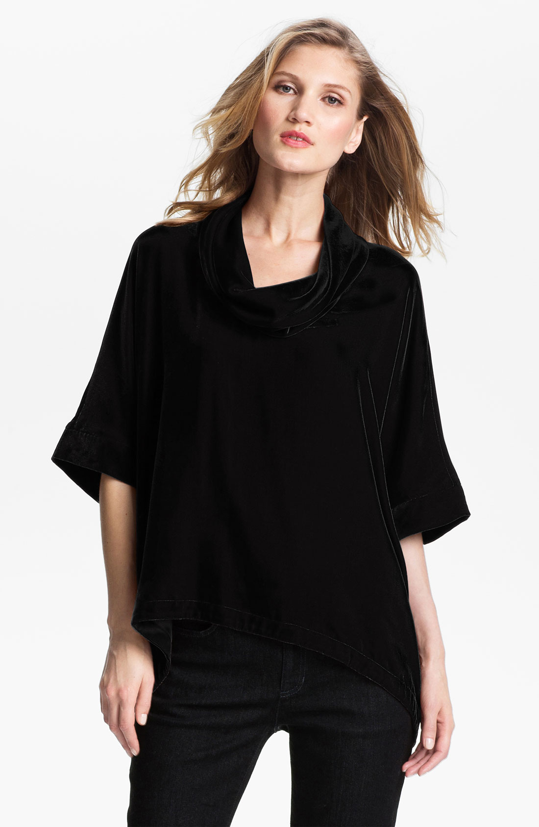 Eileen Fisher Washable Velvet Top in Black | Lyst