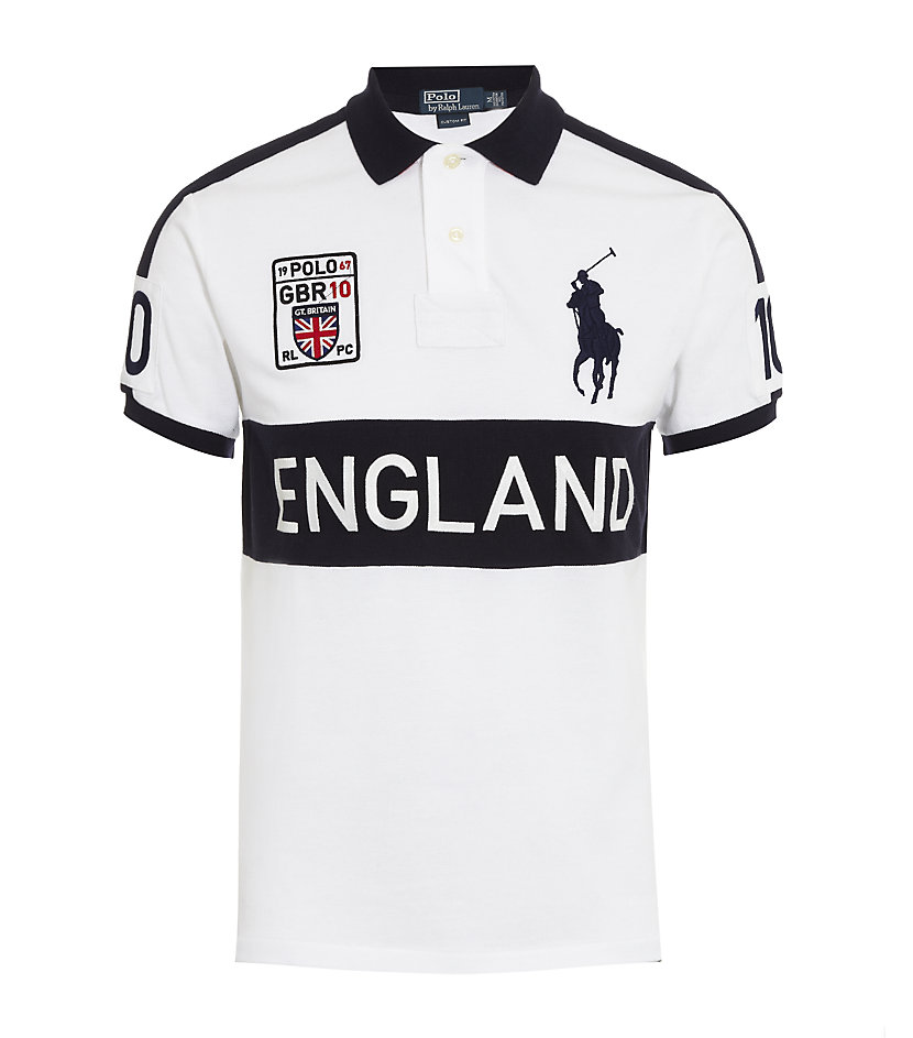 Polo Ralph Lauren Custom Fit England Polo Shirt in White for Men | Lyst UK