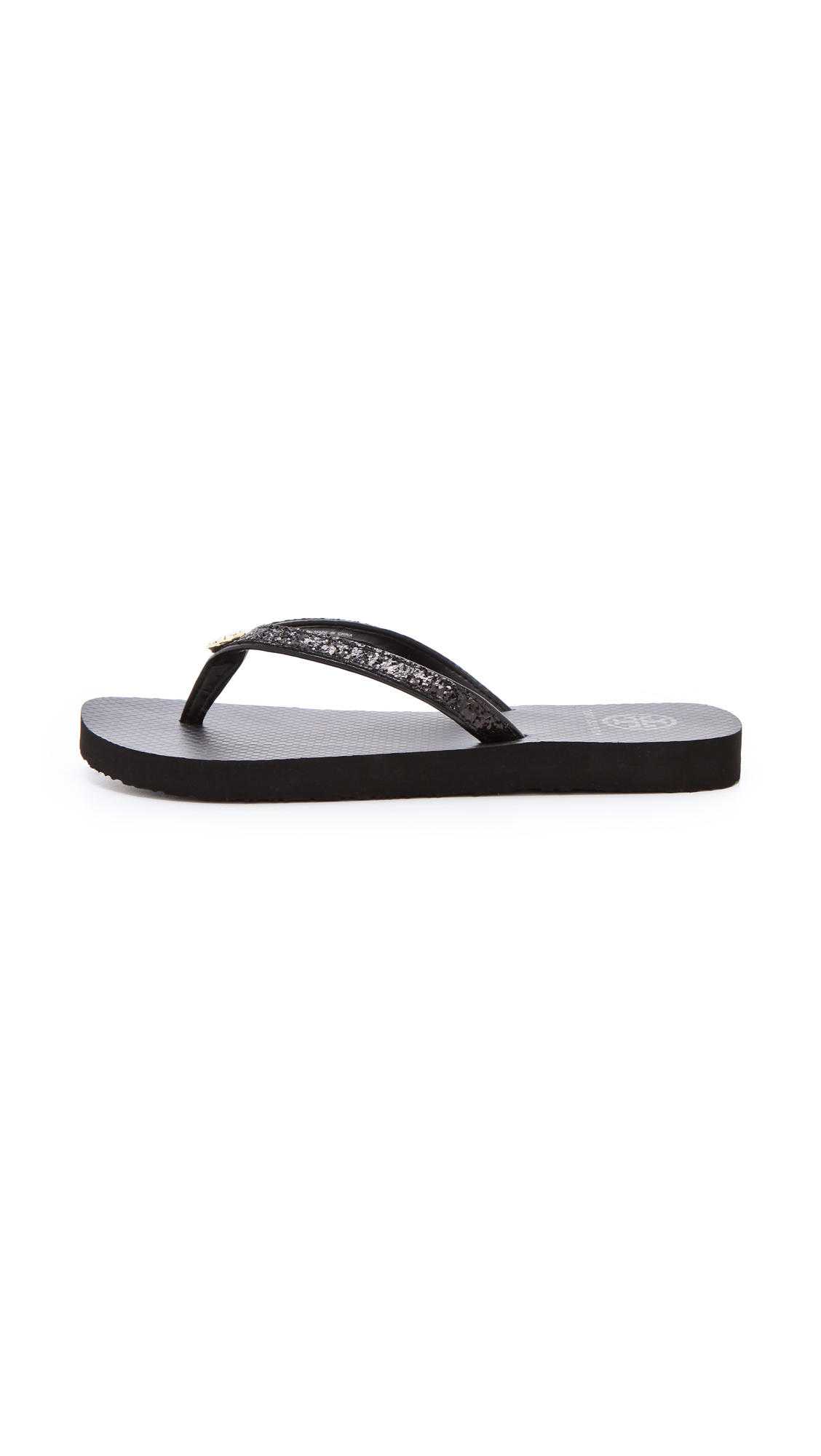 Tory Burch Adia Glitter Flip Flops in Black/Black (Black) - Lyst