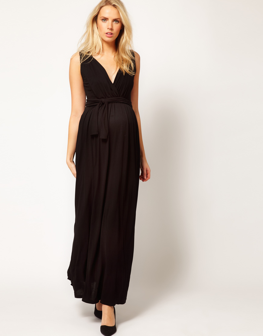 Lyst - Asos Grecian Drape Maxi Dress in Black