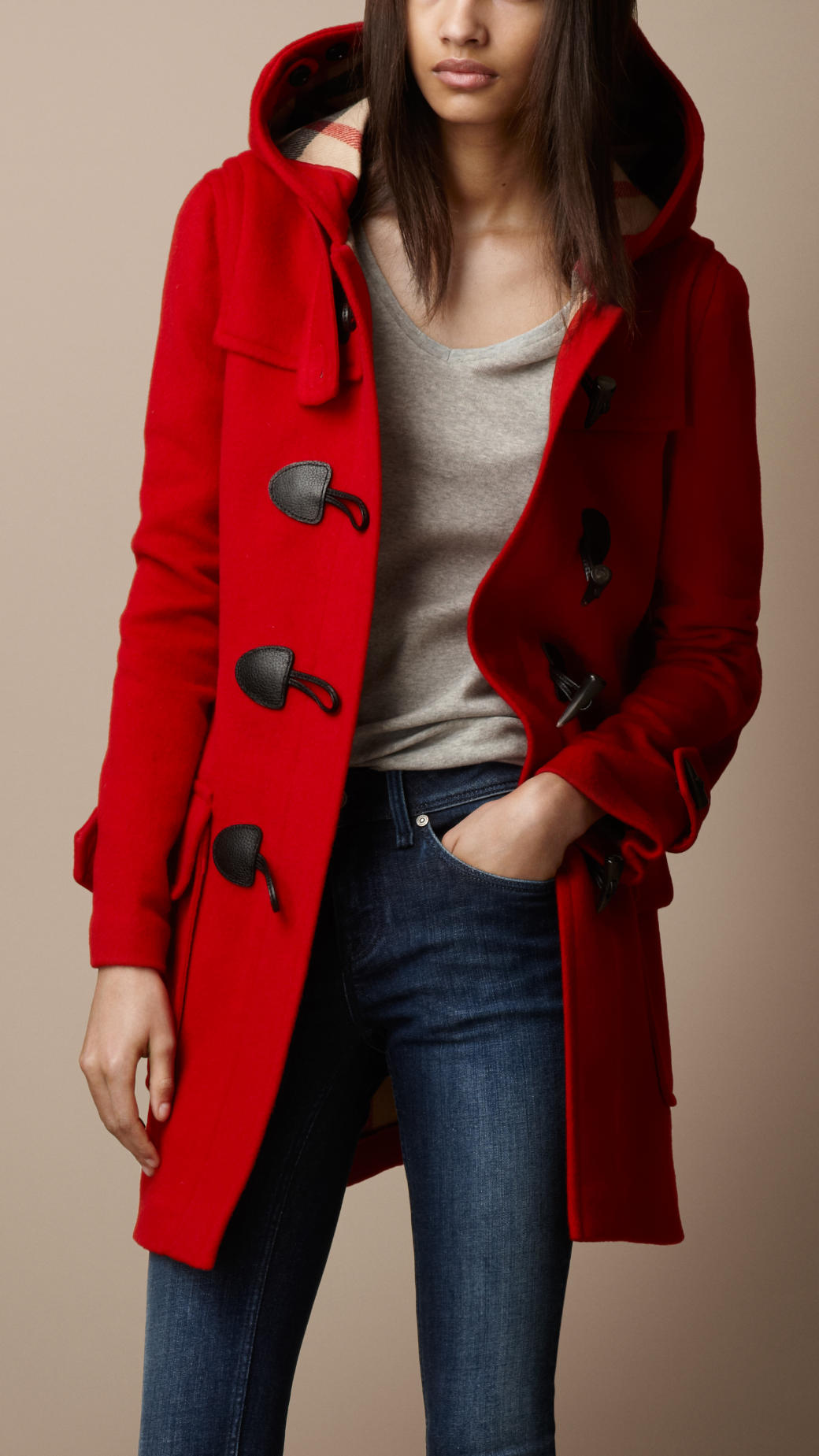 red wool jacket