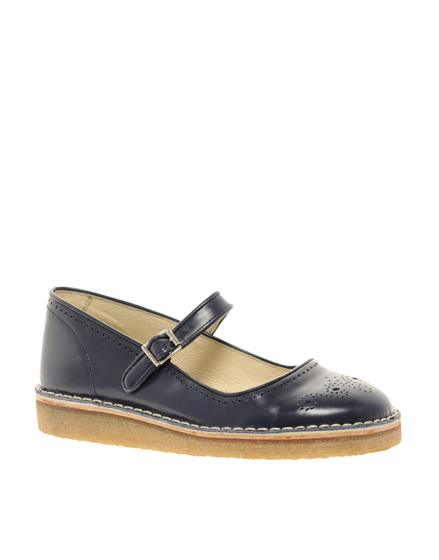 YMC Navy Mary Jane Flat Shoes in Blue - Lyst
