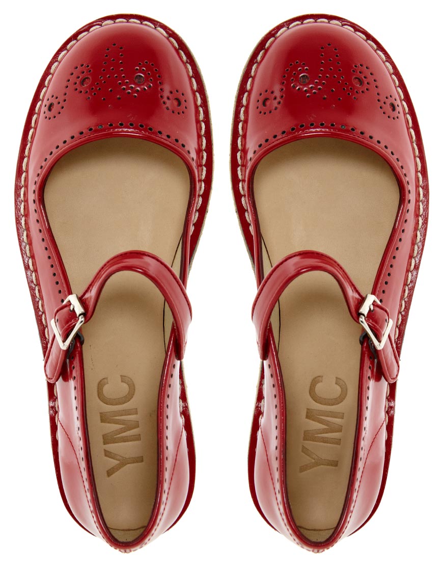 YMC Red Mary Jane Flat Shoes | Lyst