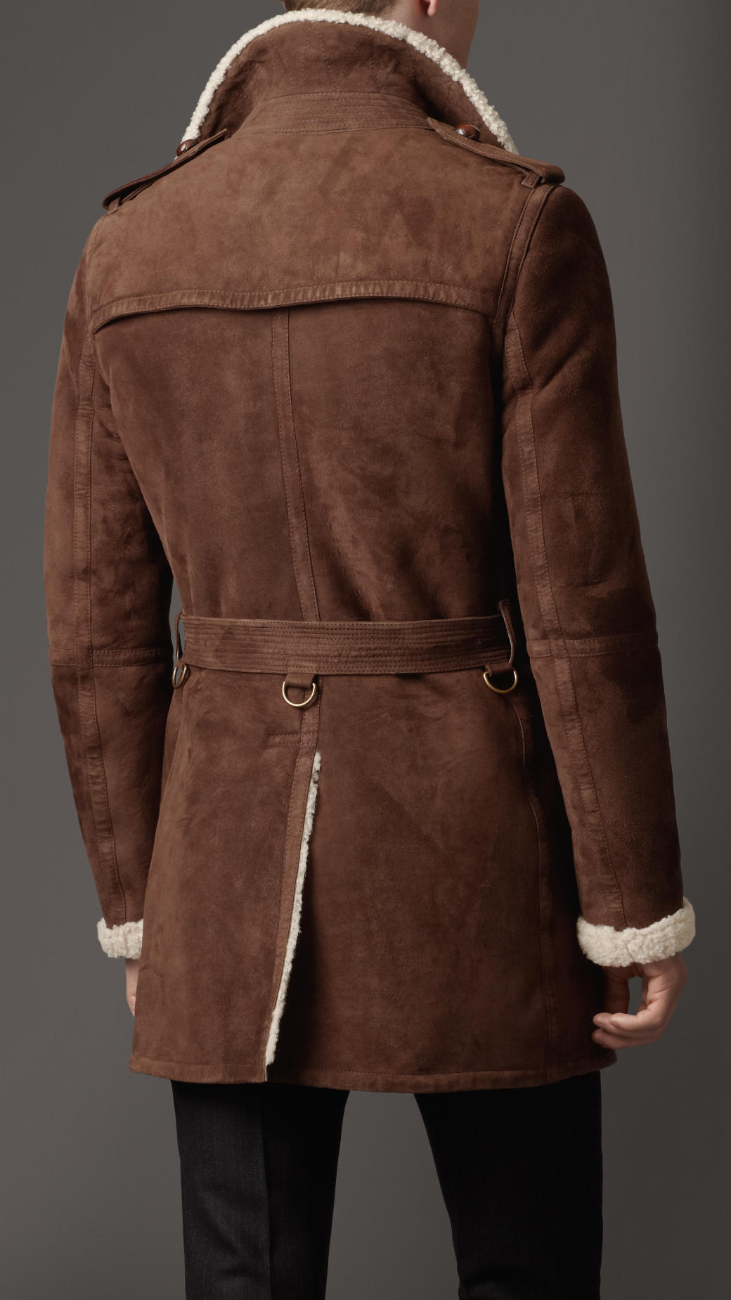 Burberry Heritage Sheepskin Coat in Brown for Men - Lyst