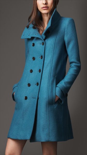 Burberry Wool A-Line Coat in Blue (pale petrol blue) | Lyst