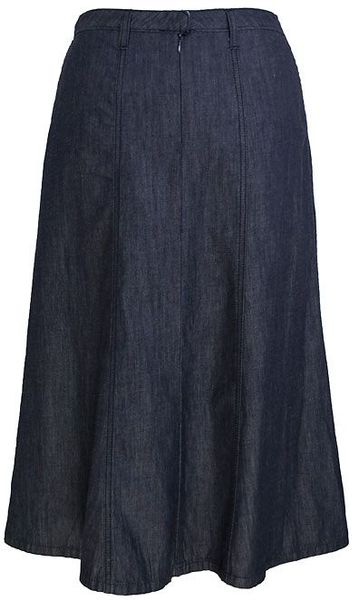 Dash Denim Flare Midi Skirt in Blue (navy) | Lyst