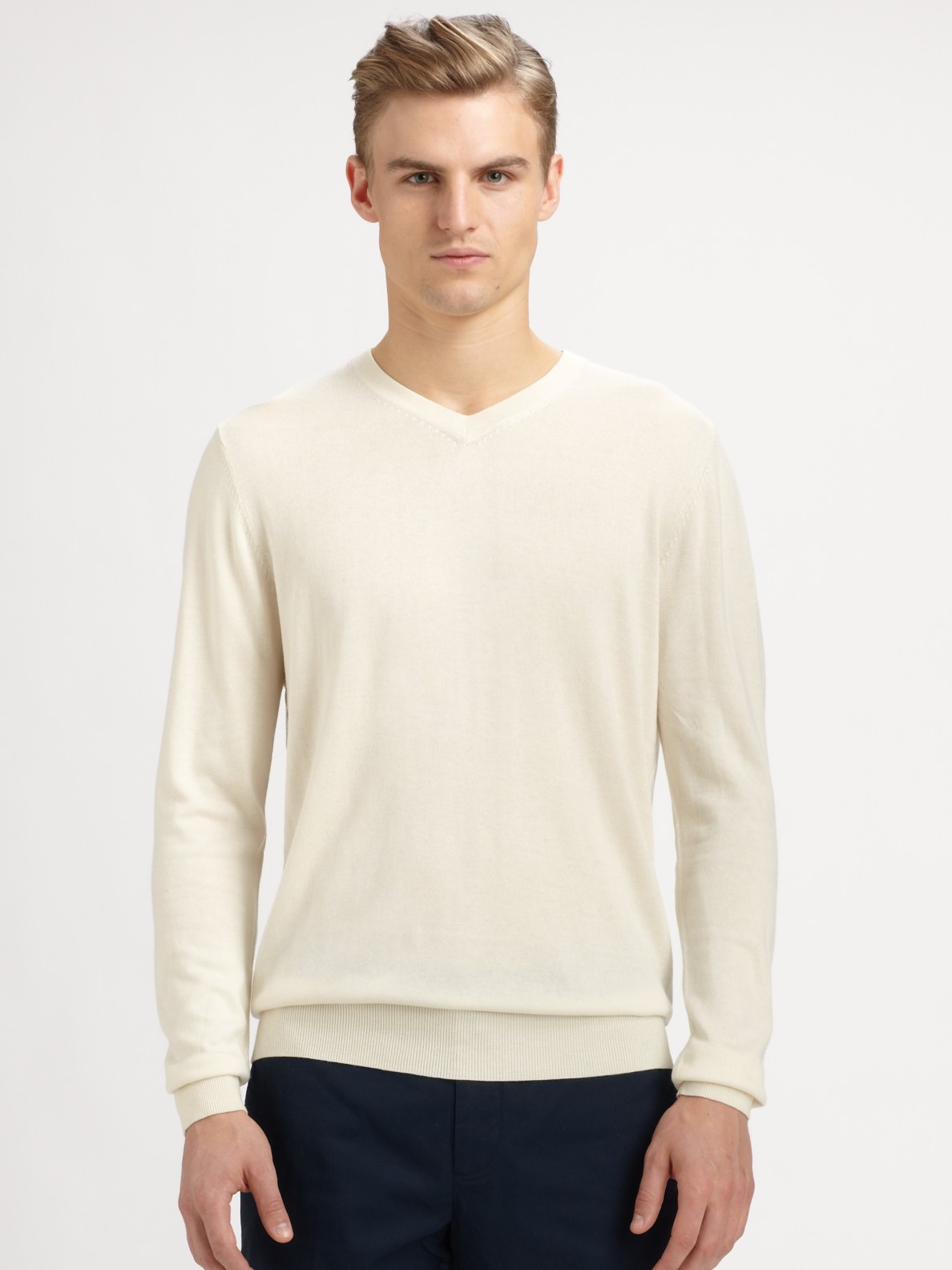 Façonnable VNeck Sweater in White for Men Lyst