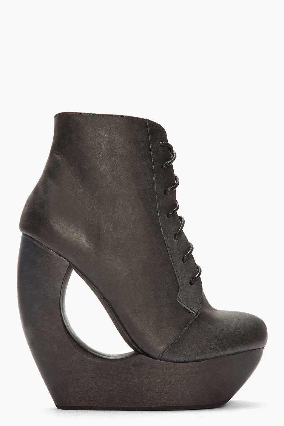 Jeffrey Campbell Black Leather Cutout Roxie Wedge Boots - Lyst