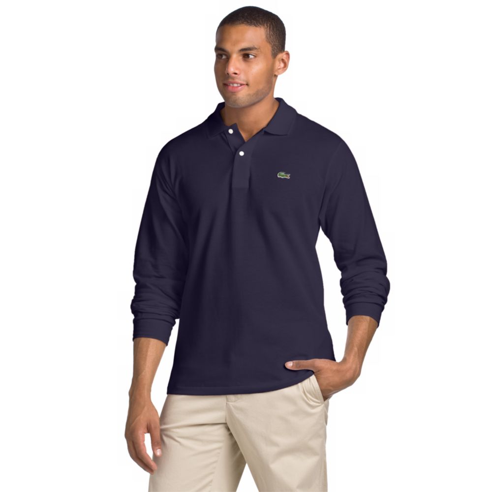 lacoste long sleeve polo blue