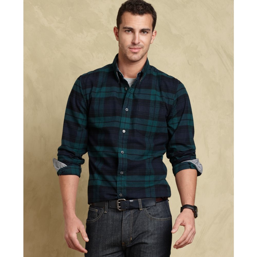 Tommy Hilfiger Blackwatch Long Sleeve Slim Fit Shirt In Green For Men Lyst