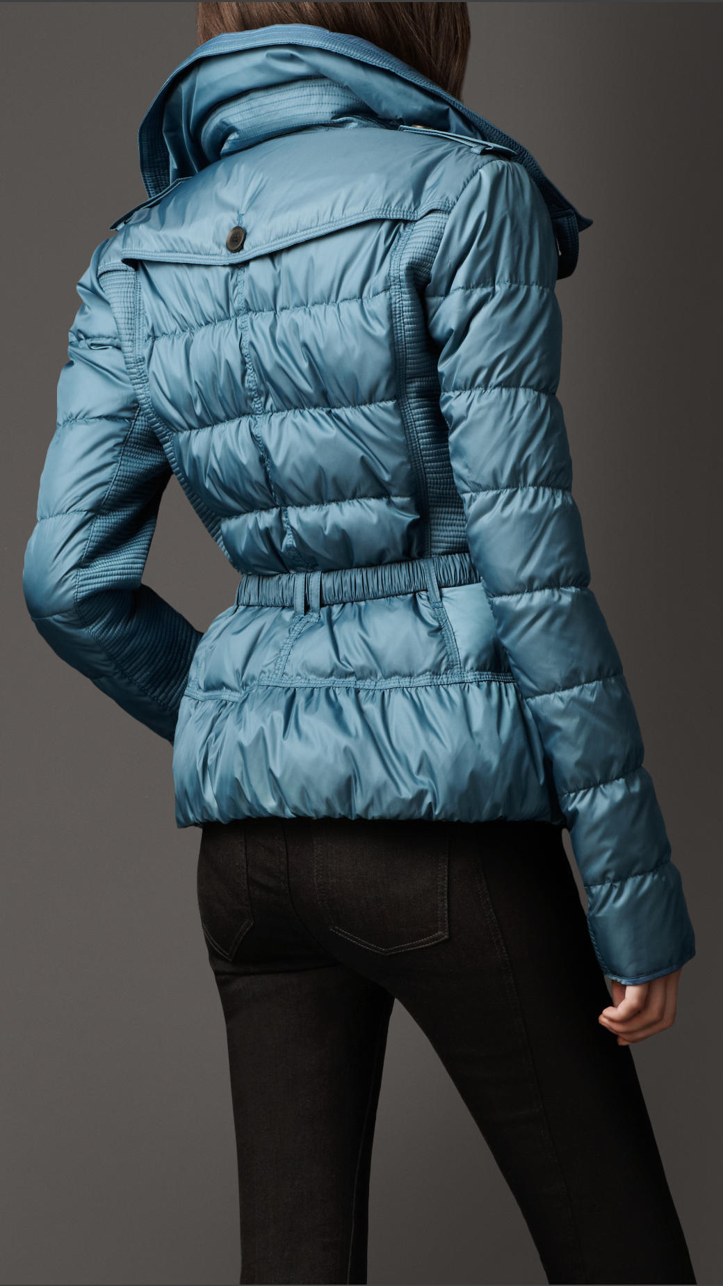 Burberry Belted Quilted Jacket in Blue Lyst