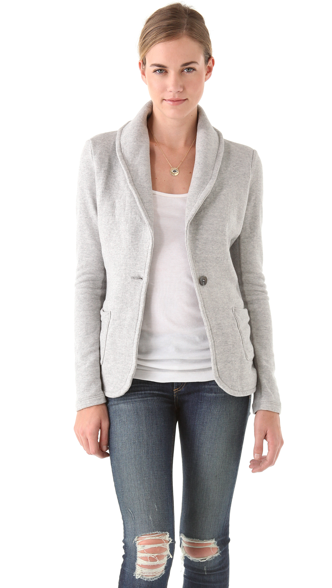 James Perse Old School Shawl Collar Jacket in Gray | Lyst