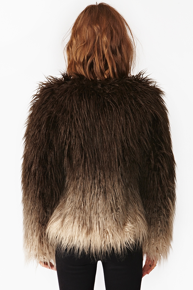 Nasty Gal Dip Dye Faux Fur Jacket in Black Lyst