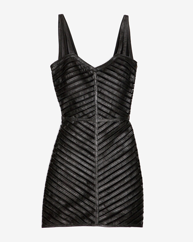 Lyst - Parker Leather Panel Strappy Dress in Black