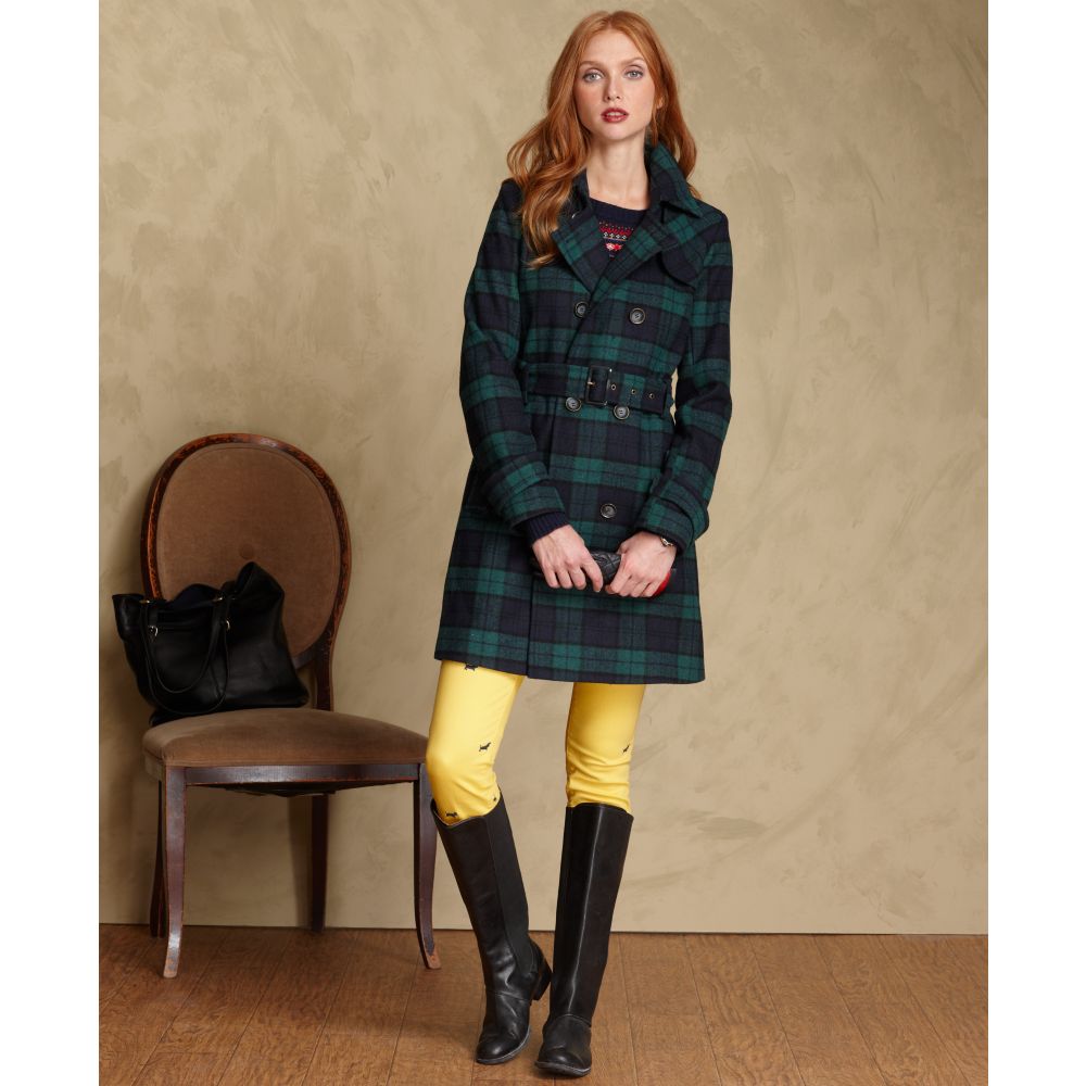 Tommy Hilfiger Woolblend Plaid Trench Coat in Green | Lyst