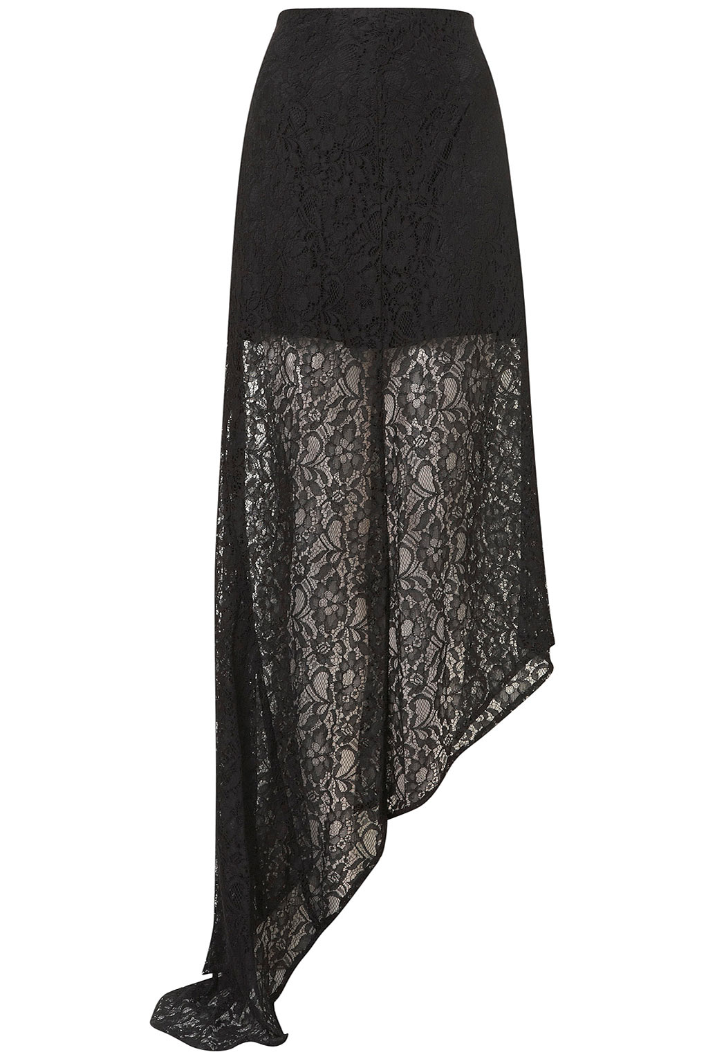 Topshop Premium Lace Fishtail Skirt in Black | Lyst