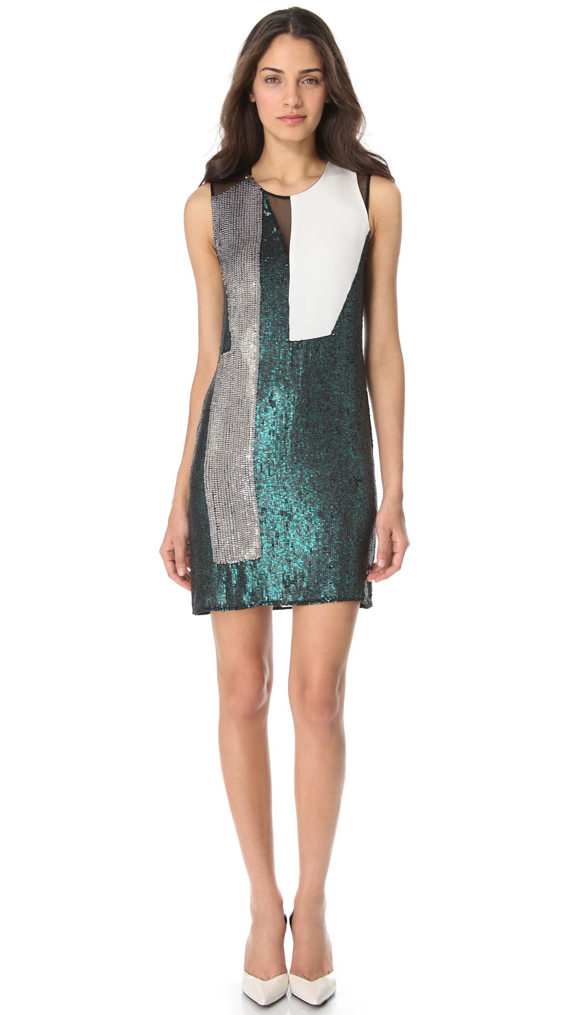 Lyst - 3.1 Phillip Lim Sequin Collage Dress in Green