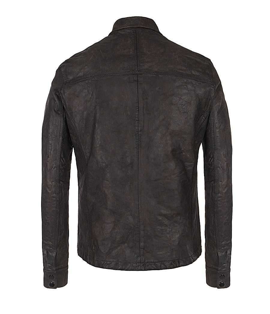AllSaints Ruin Leather Shirt in Brown for Men Lyst