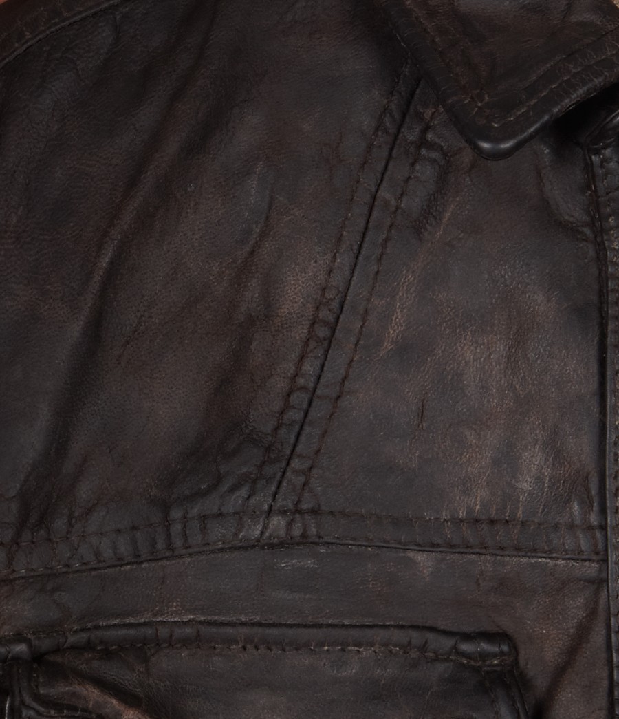 AllSaints Ruin Leather Shirt in Brown for Men Lyst