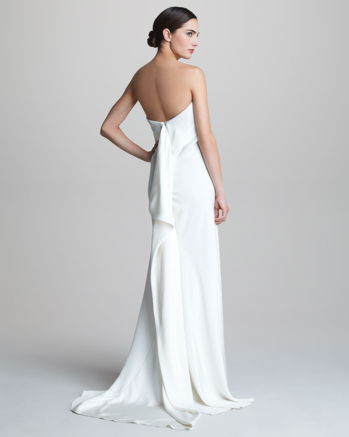 Donna Karan Strapless Bustier Gown In White Lyst