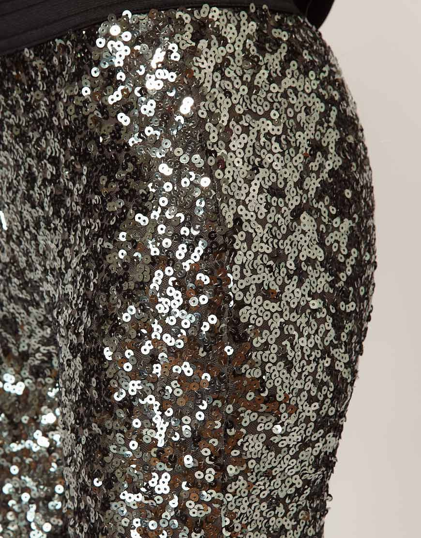 French Connection Sequin Legging in Metallic | Lyst