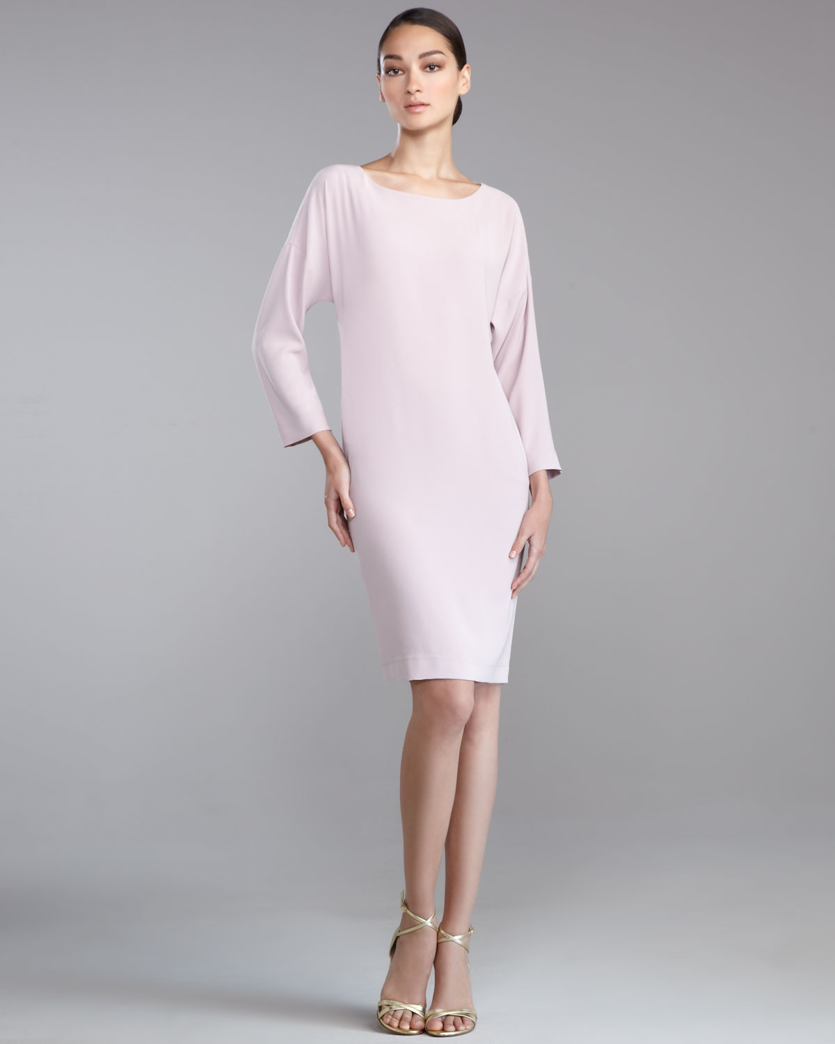 Lyst St John Luxe Crepe Co Dress In Pink Gallery